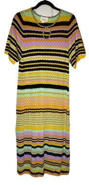 Sita Murt Knit Striped Maxi Dress 42 US 10 L Boho Minimalist